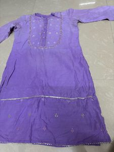 Charming Lavender Hand-Embroidered Kurta