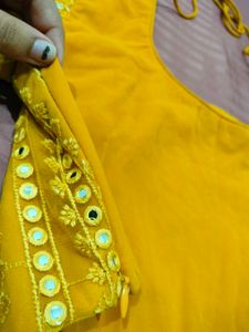 Yellow Mirror Work sharara set