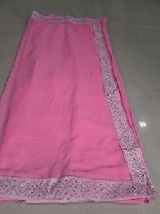 Beautiful Pink Saree with Embellished Border