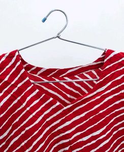 Stylish Red &amp; White Striped Kurta Top
