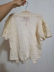 Cream Knit Cropped Shrug