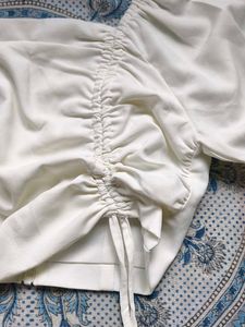 Chic White Ruched Crop Top