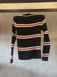 Navy Blue Striped Knit Top (S)