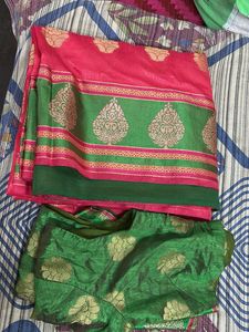 Elegant Pink and Green Saree
