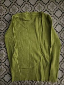 Green Ribbed Knit Sweater
