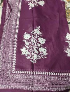 Purple Dupatta with White Print