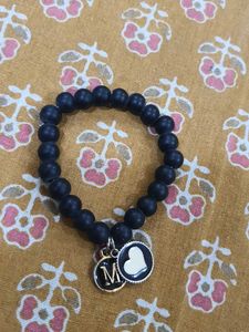 💟Ⓜ️Initial Chic Black Beaded Bracelet with Charms