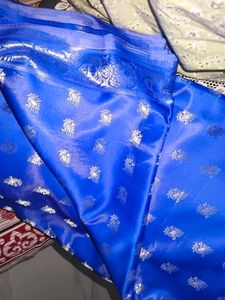 Elegant Blue Saree with Intricate Weave