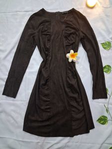 Zara Brown Faux Suede Mini Dress