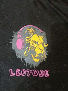 Black T-Shirt with Lion Graphic