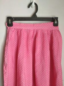 Pink Polka Dot Midi Skirt