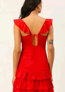 Red Ruffle Dress + Freebie Any One Earings Set