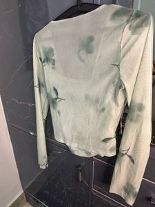 Floral Print Mesh Top