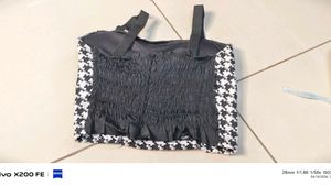 black and white crop top with skirt