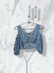 Boho Floral Cold Shoulder Top with bra pads