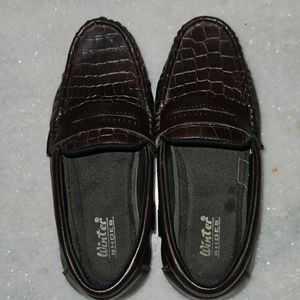 kids Dark Brown Crocodile Loafers