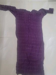 Purple Checkered Kurta