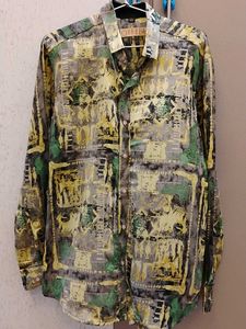Unique Abstract Print Button-Down Shirt