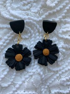 Classy Black Floral Handmade Earrings