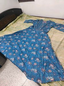 Beautiful Blue Floral Anarkali Kurta