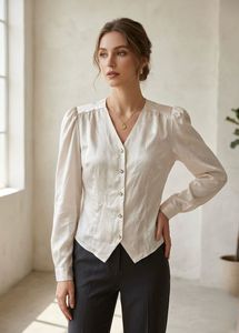 Vintage Button-Down Satin Blouse