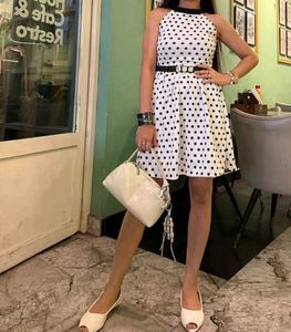 Chic Polka Dot Halter Neck Dress