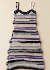 MULTICOLOR FUZZY STRIPED KNIT CAMI DRESS