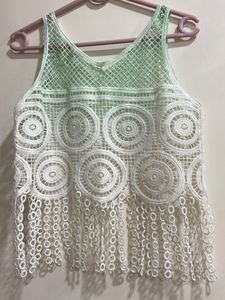 Never Worn White And Green Beach Top For Women🏝️
