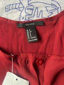 Chic Red Button-Up Blouse