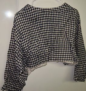Gingham Checkered Cropped Top