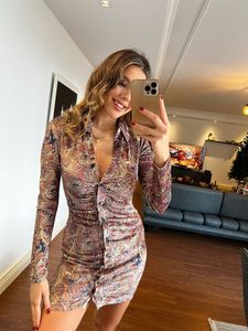 Stradivarius Paisley Print Button-Up Mini Dress