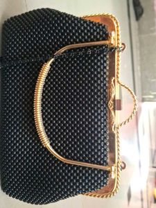 Elegant Black Beaded Clutch Bag