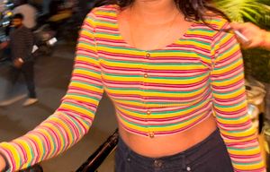 Striped multi colour Crop Top