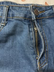 Blue Denim Midi Skirt with black skir