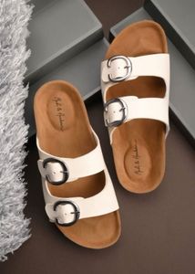 White Buckle Slides