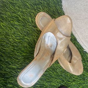 Sparkly Gold Peep-Toe Heels