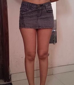 Gray Denim Mini Skirt