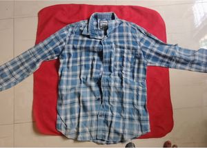 Men's Blue Plaid Long Sleeve Shirt