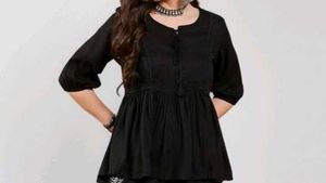 Black Lace Trim Kurta/Top