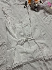 Embroidered White Cami Top