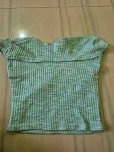 Cute Green Waffle Knit Top with Bow