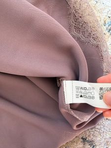 ZARA Satin Top with Lace Trim