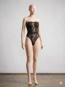 Black Lace Bodysuit with Chain Detail