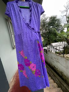 Purple Floral Wrap Dress