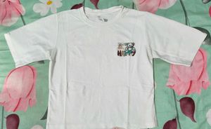 Cute Bear Print White T-Shirt