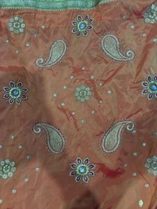 Embellished Orange Silk Saree
