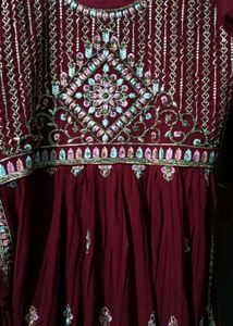 Embroidered Maroon Kurti   plazo
