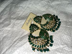 Elegant Green Enamel Earrings
