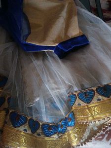 Elegant Blue &amp; White velvet net kurta