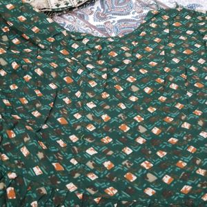 Elegant Green Printed Kurta with Dupatta